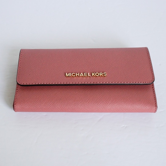 Michael Kors Jet Set LG Trifold Wallet Pink Rose - Picture 4 of 8